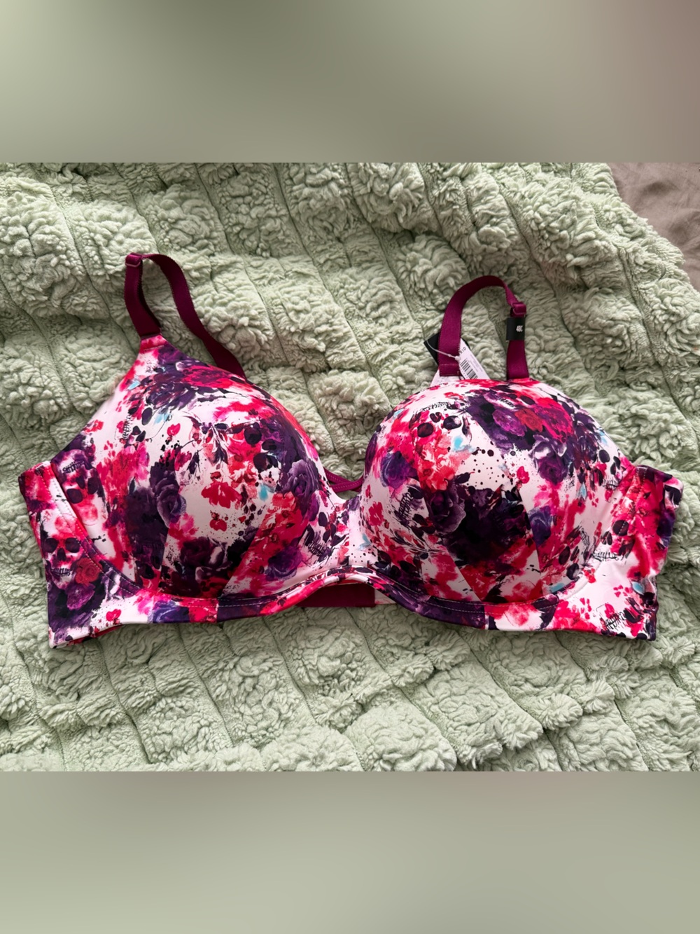 Torrid Skull/Floral Push-Up Bra in Fuchsia and Purple